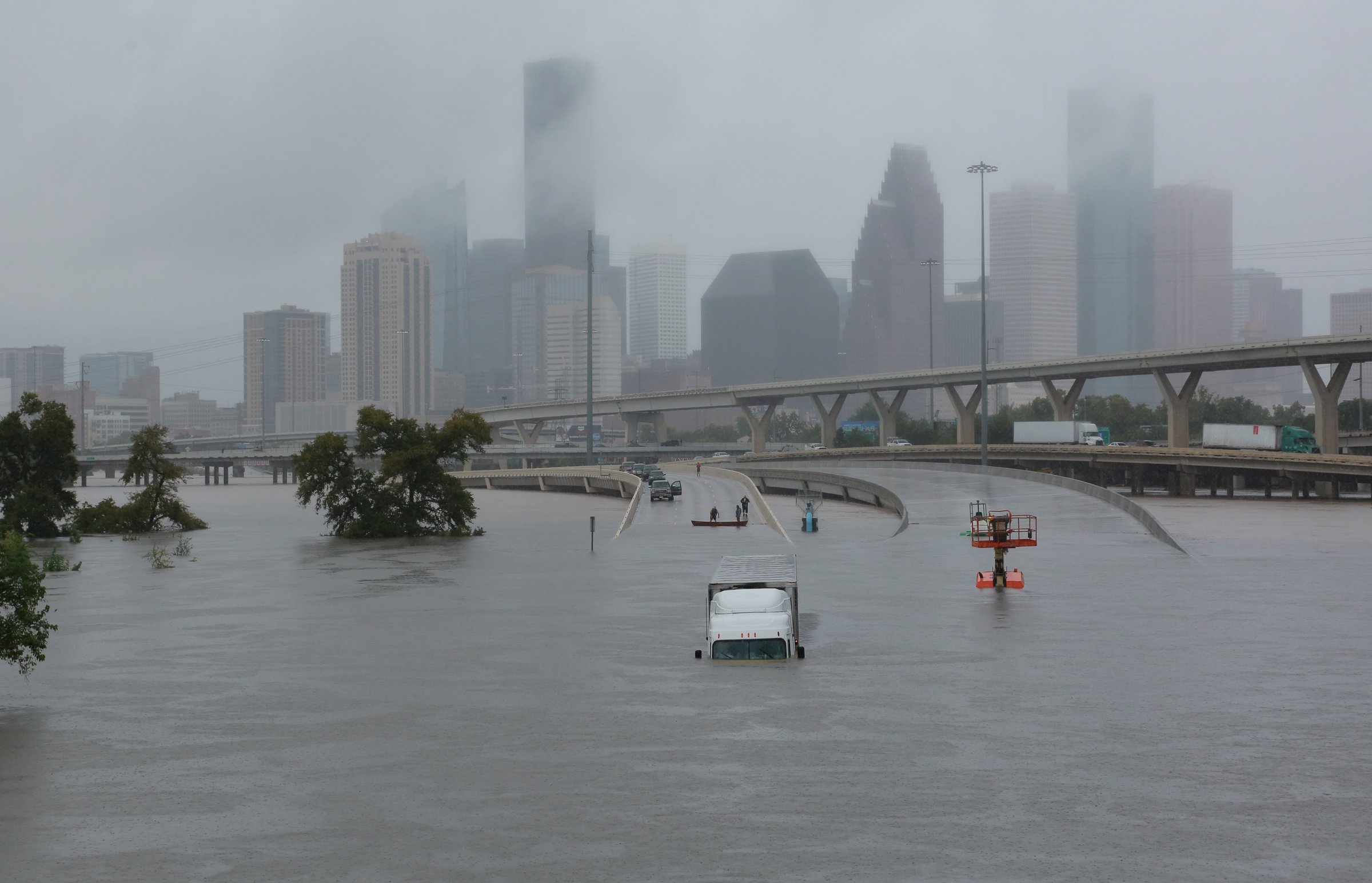 Hurricane Harvey flooding I-45 in Houston
